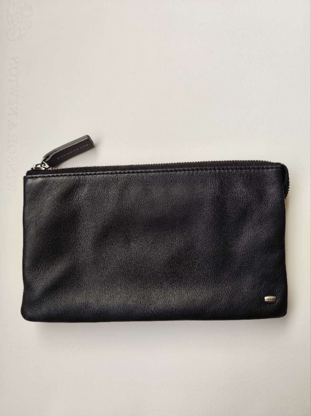 Giorgio Fedon Black Leather Zip Pouch Minimal Carry Case